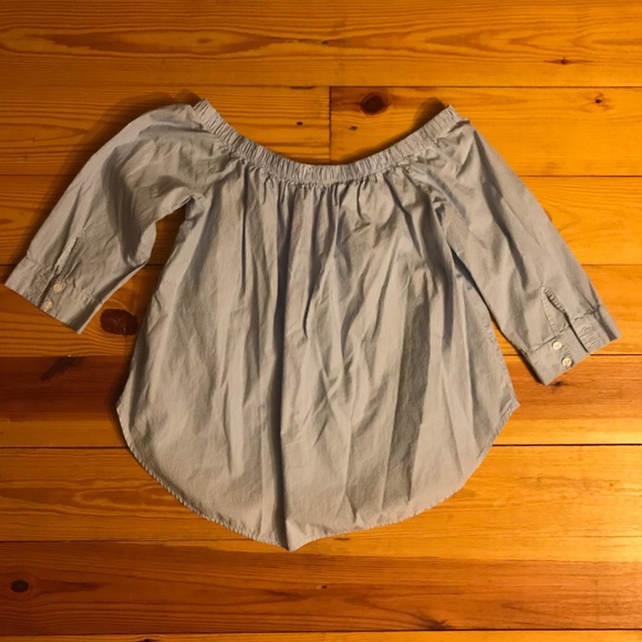 KAII Blue White Striped Off-the-Shoulder Top EUC S - Picture 10 of 12